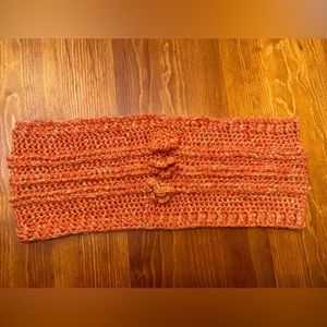 New Handmade Rusty Pink Crocheted Knit Cowl Snood Circle Scarf With Rosettes